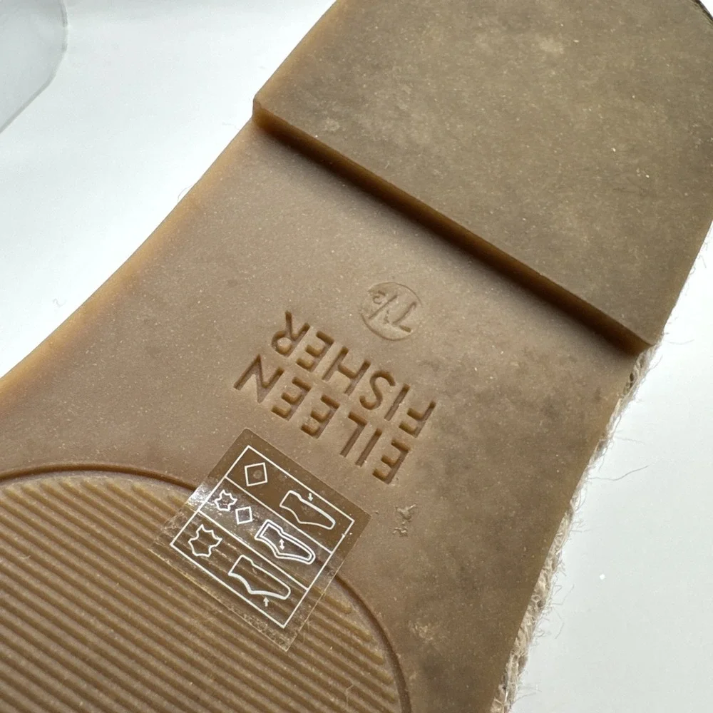 Eileen Fisher‎ Lee Gold Leather d'Orsay Espadrille Flat Slip On Sandal Shoes 7.5